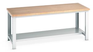 Bott MPX Top Workbench with Half Shelf - 2000Wx900Dx840mmH Industrial Bench with Half Depth Shelf Under for Storage 41004019 
